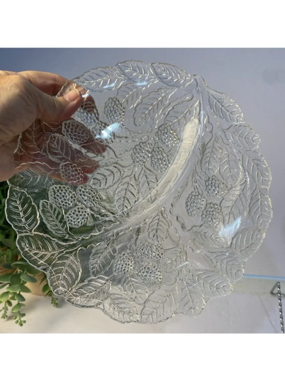 Indiana Glass Raised Embossed Loganberry 3 Section 9” Relish Plates-2